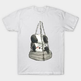 Panda playing on a wheel swing T-Shirt